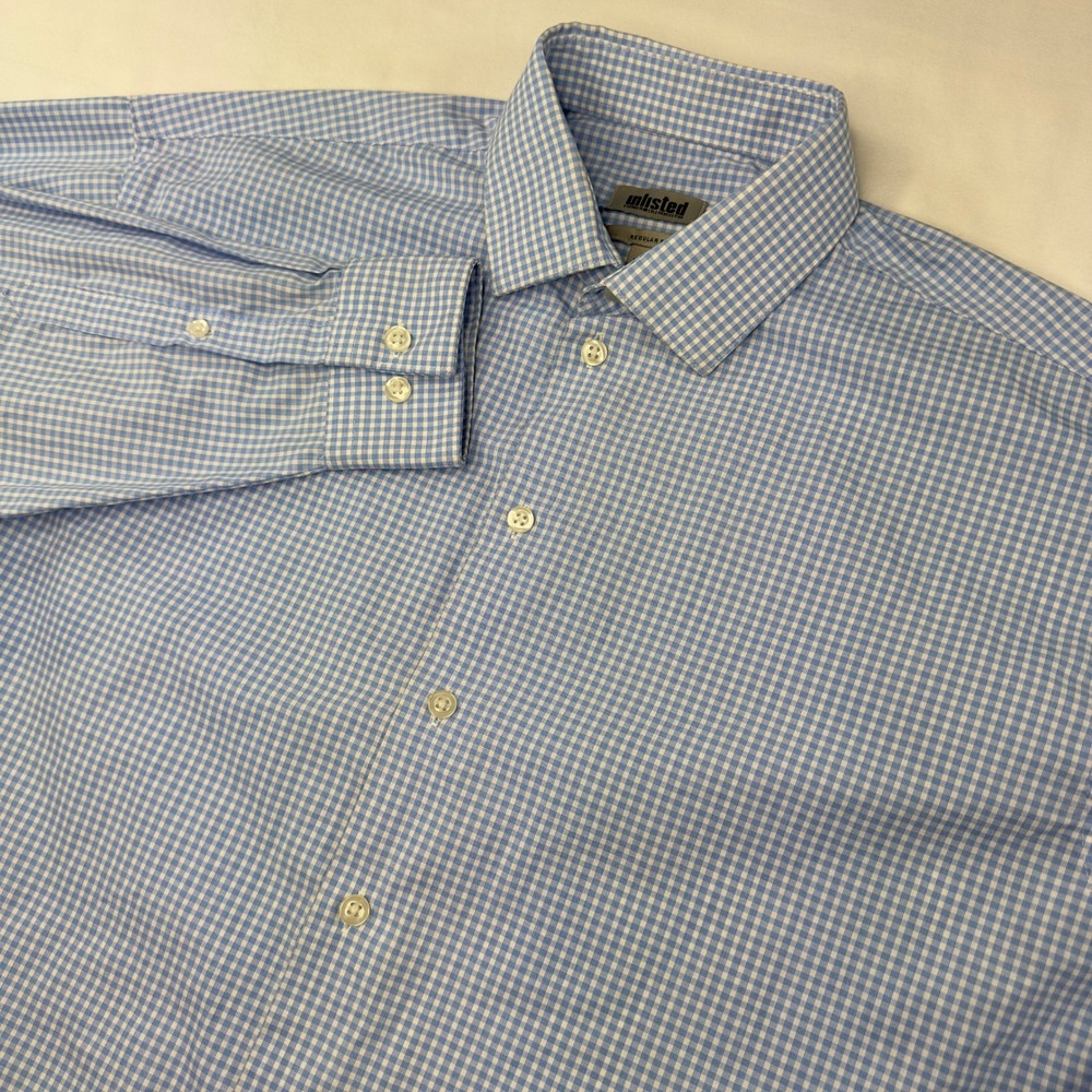 Unlisted Shirt‎ Mens 15-15.5 32/33 Blue White Plaid Button Down Long Sleeve